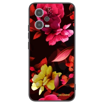 Picasee Xiaomi Redmi Note 12 5G Hülle - Schwarzes Silikon - Dark Peonny