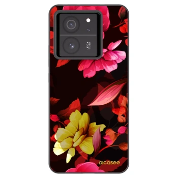 Picasee Xiaomi 13T Hülle - Schwarzes Silikon - Dark Peonny