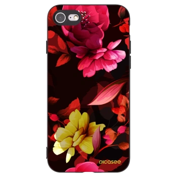 Picasee Apple iPhone 7 Hülle - Schwarzes Silikon - Dark Peonny