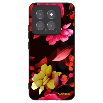 Picasee Xiaomi 14 Hülle - Schwarzes Silikon - Dark Peonny