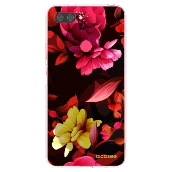 Picasee Xiaomi Mi 8 Lite Hülle - Transparentes Silikon - Dark Peonny