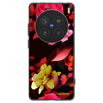 Picasee Vivo X200 Pro Hülle - Schwarzes Silikon - Dark Peonny
