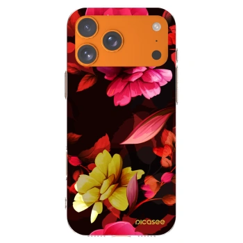 Picasee Apple iPhone 17 Pro Max Hülle - Transparentes Silikon - Dark Peonny