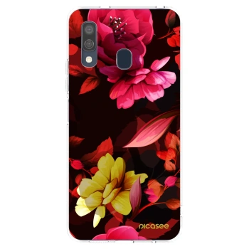 Picasee Samsung Galaxy A40 A405F Hülle - Transparentes Silikon - Dark Peonny