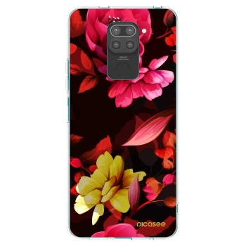 Picasee Xiaomi Redmi Note 9 Hülle - Schwarzes Silikon - Dark Peonny