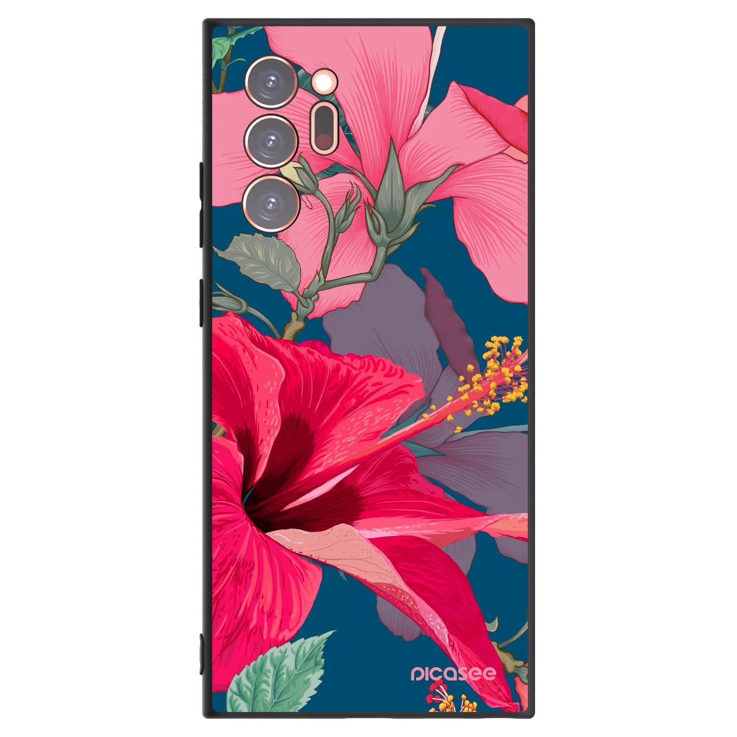 Picasee Samsung Galaxy Note 20 Ultra Hülle - Schwarzes Silikon - Hibiscus