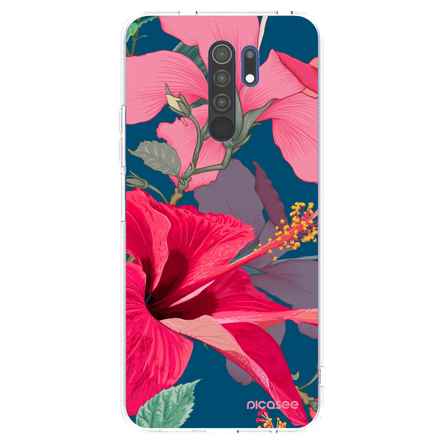 Picasee Xiaomi Redmi 9 Hülle - Transparentes Silikon - Hibiscus