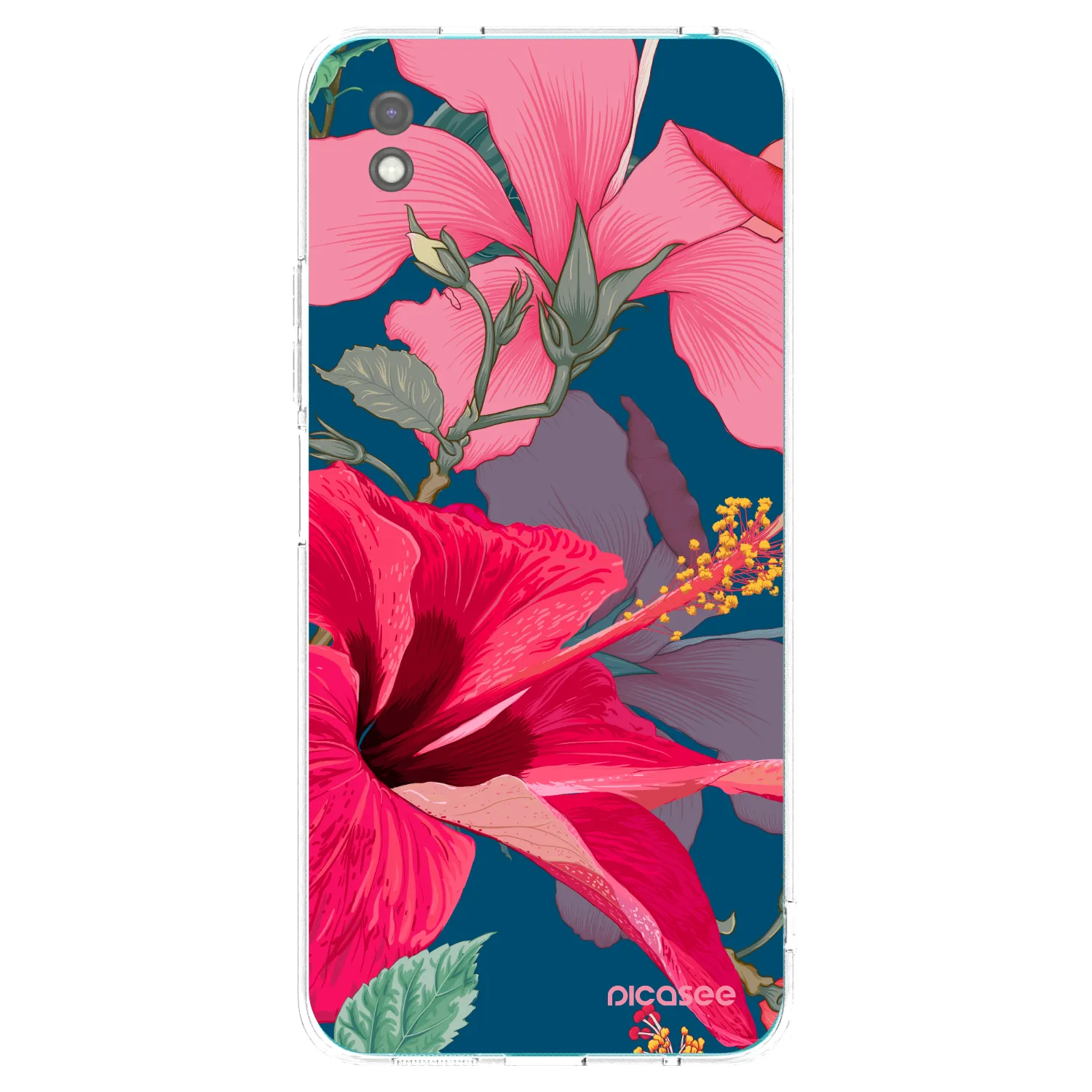 Picasee Xiaomi Redmi 9A Hülle - Schwarzes Silikon - Hibiscus
