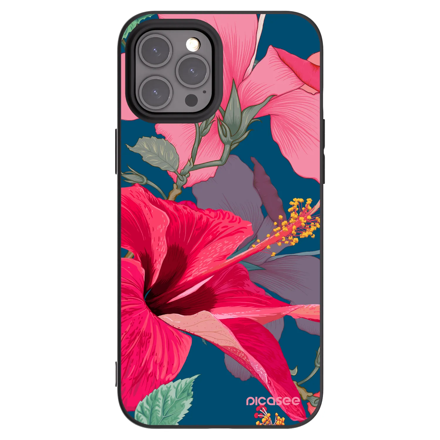 Picasee Apple iPhone 12 Pro Max Hülle - Schwarzes Silikon - Hibiscus