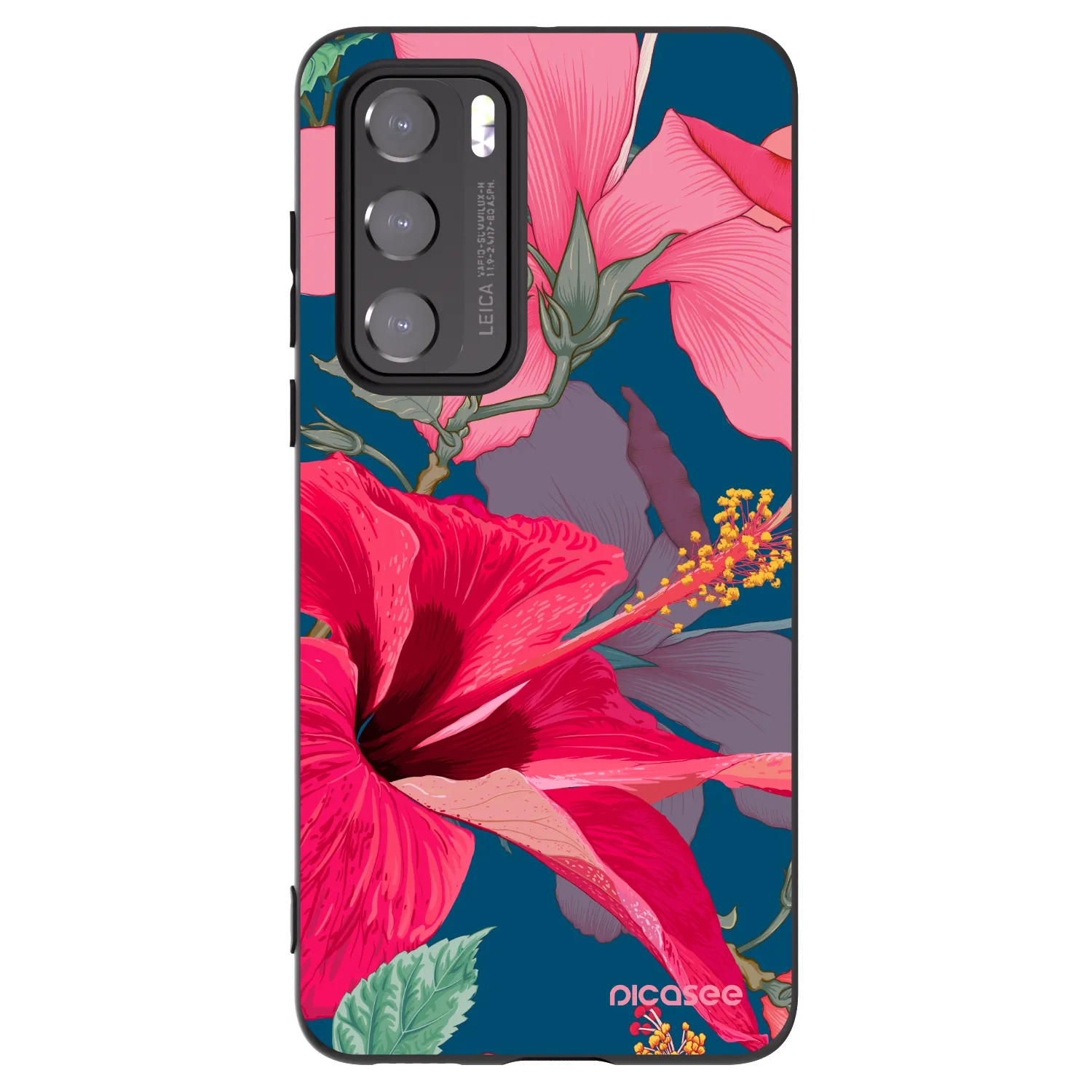Picasee Huawei P40 Hülle - Schwarzes Silikon - Hibiscus