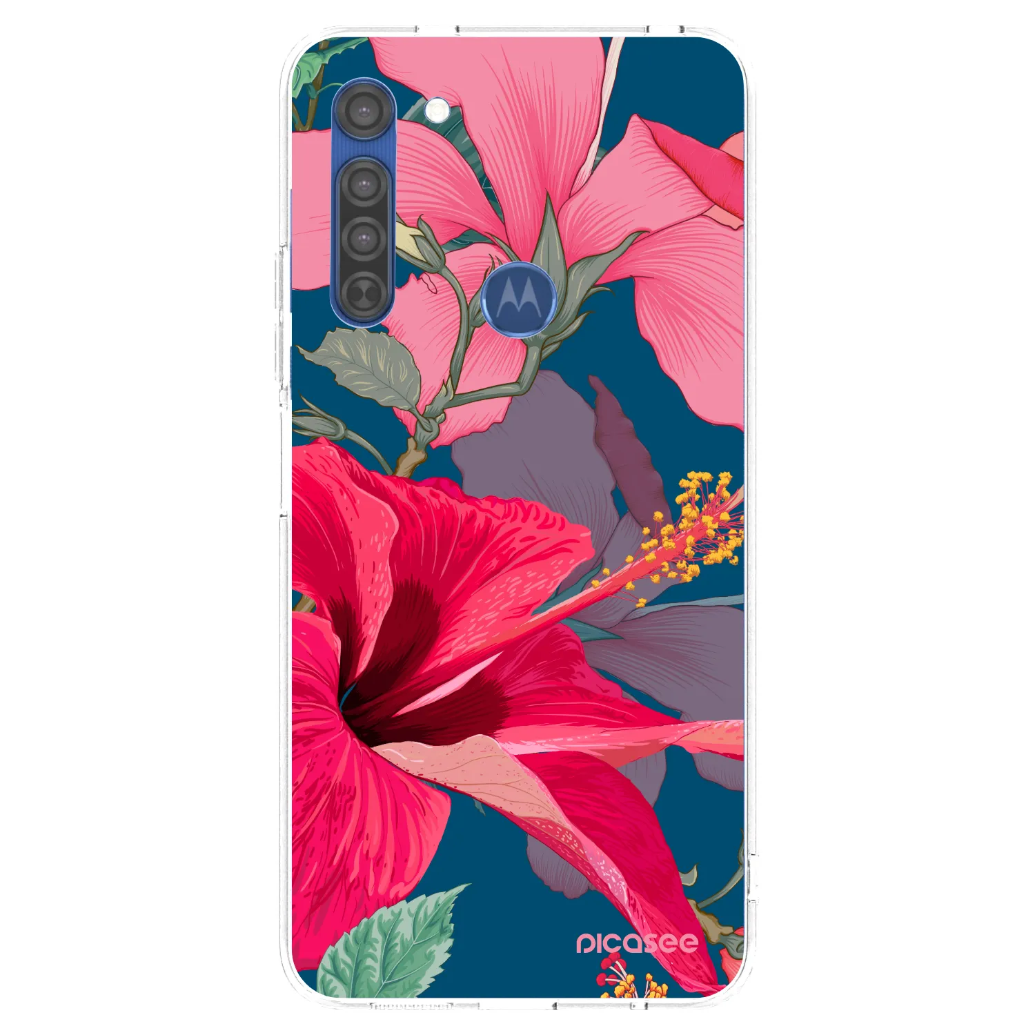 Picasee Motorola Moto G8 Hülle - Transparentes Silikon - Hibiscus