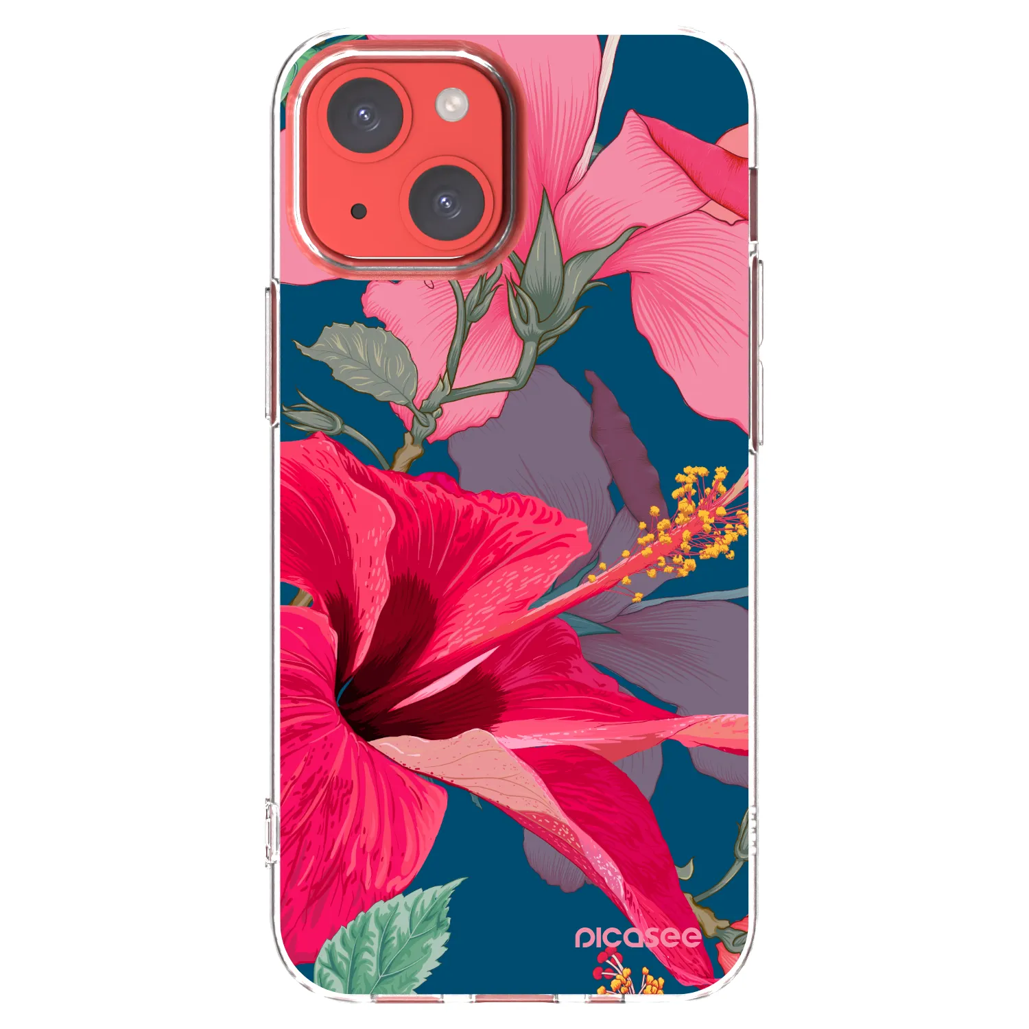 Picasee Apple iPhone 13 mini Hülle - Transparentes Silikon - Hibiscus