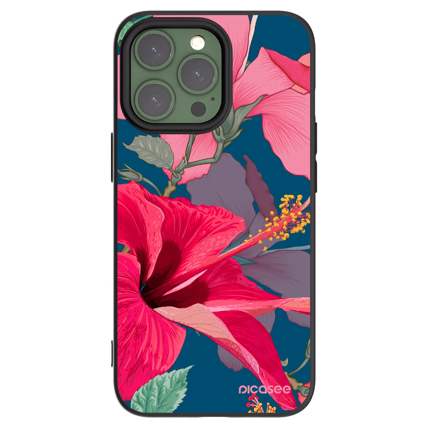 Picasee Apple iPhone 13 Pro Hülle - Schwarzes Silikon - Hibiscus