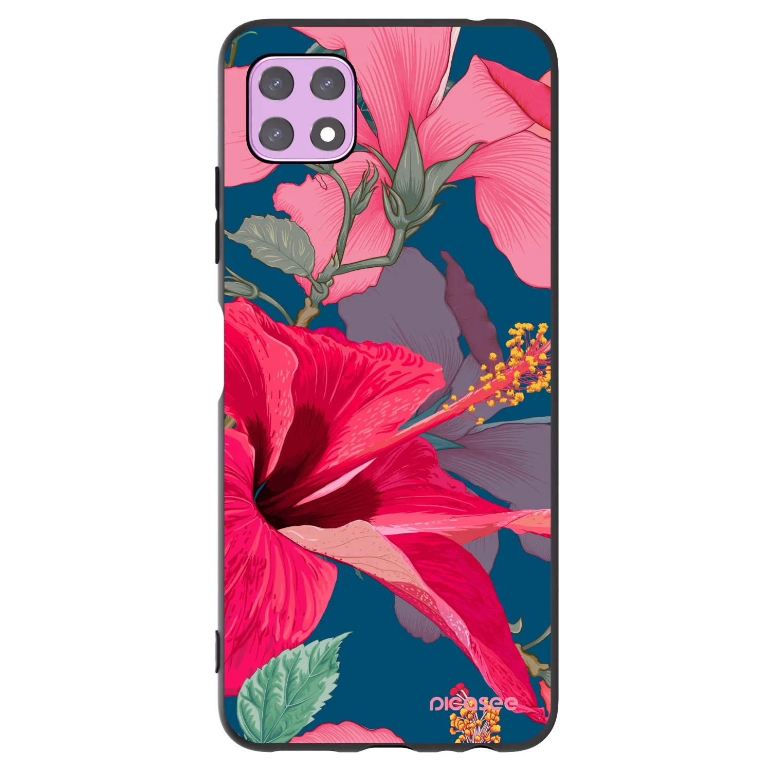 Picasee Samsung Galaxy A22 A226B 5G Hülle - Schwarzes Silikon - Hibiscus