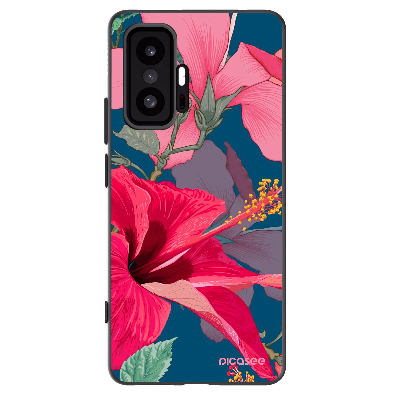 Picasee Xiaomi 11T Hülle - Schwarzes Silikon - Hibiscus