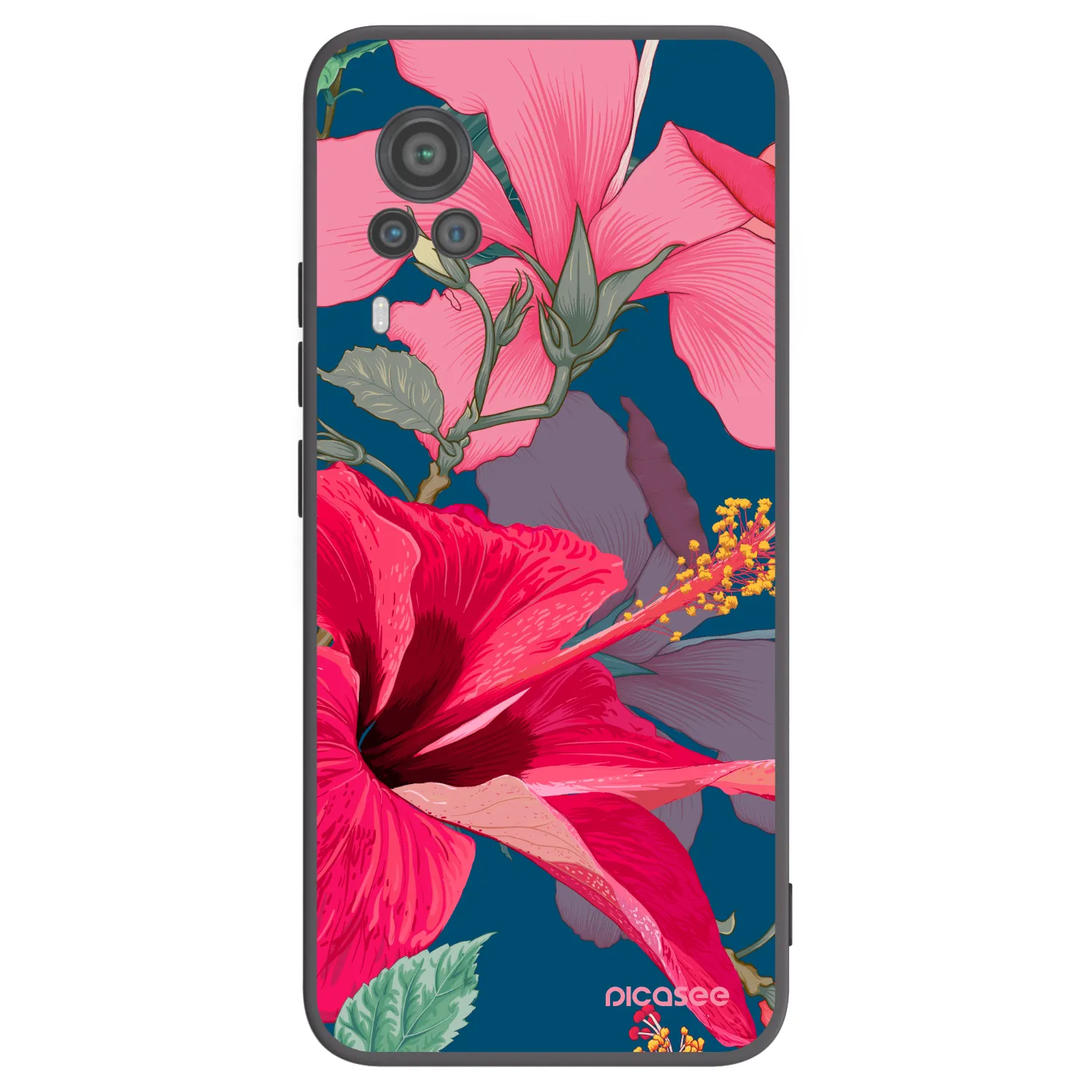 Picasee Vivo X60 Pro 5G Hülle - Schwarzes Silikon - Hibiscus