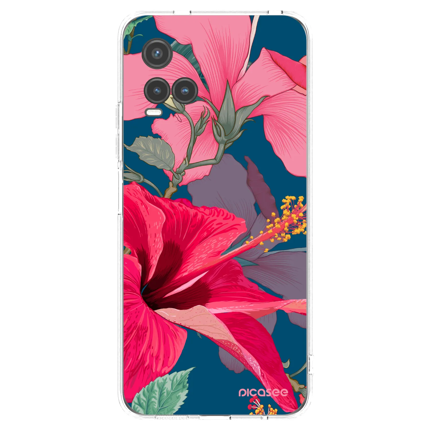 Picasee Vivo Y33s Hülle - Transparentes Silikon - Hibiscus