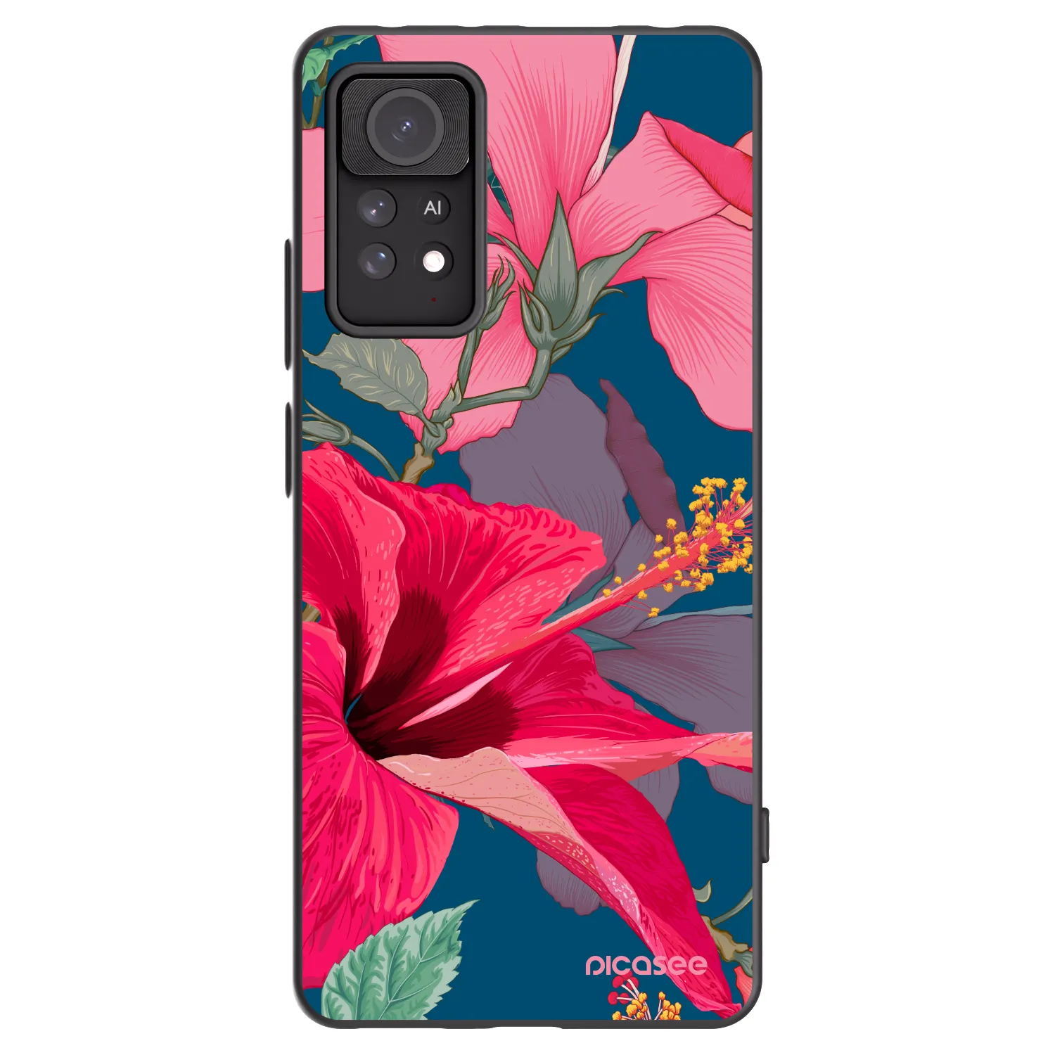 Picasee Xiaomi Redmi Note 11 Pro Hülle - Schwarzes Silikon - Hibiscus