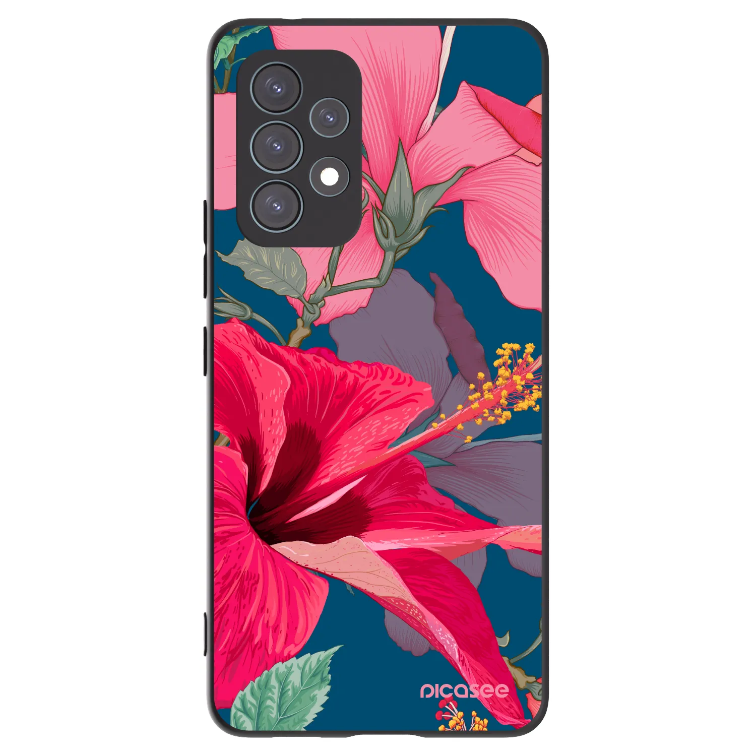 Picasee Samsung Galaxy A53 5G A536 Hülle - Schwarzes Silikon - Hibiscus