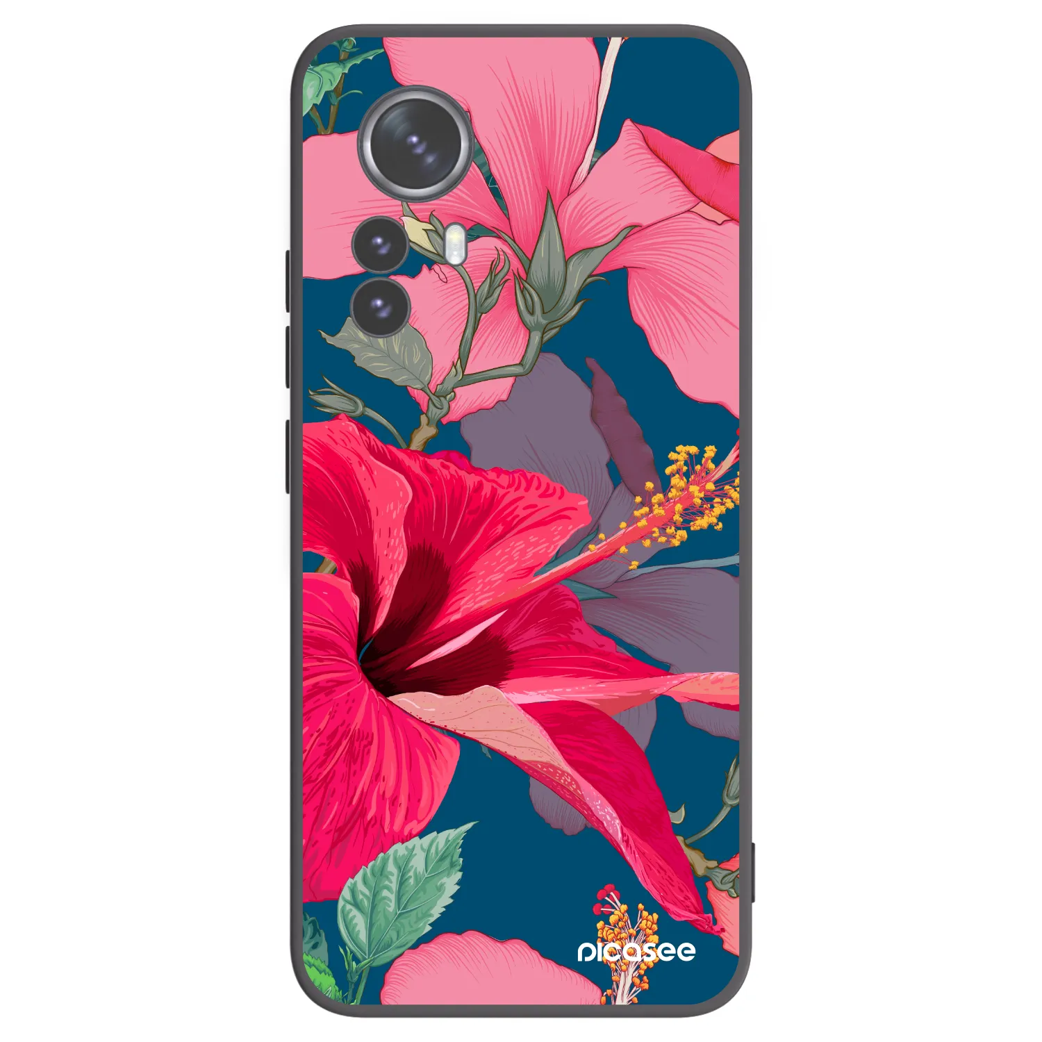 Picasee Xiaomi 12 Pro Hülle - Schwarzes Silikon - Hibiscus
