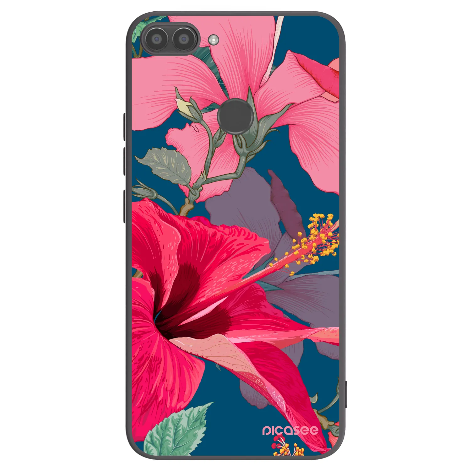 Picasee Huawei P Smart Hülle - Schwarzes Silikon - Hibiscus