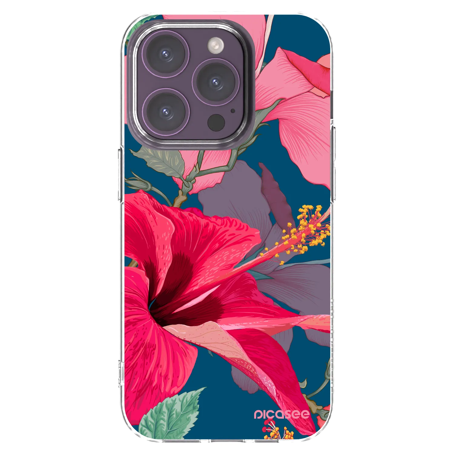 Picasee Apple iPhone 14 Pro Hülle - Transparentes Silikon - Hibiscus