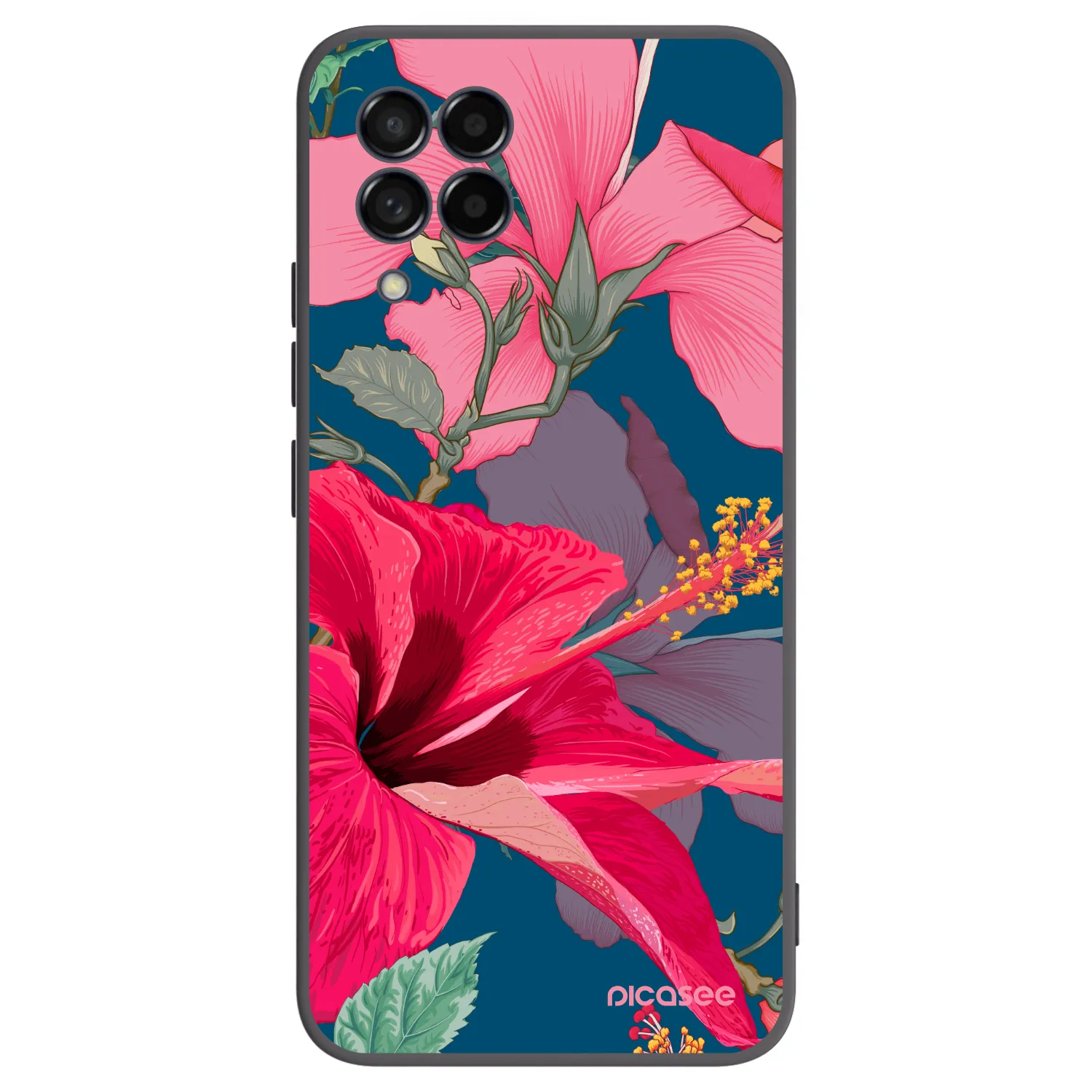 Picasee Samsung Galaxy M53 5G Hülle - Schwarzes Silikon - Hibiscus