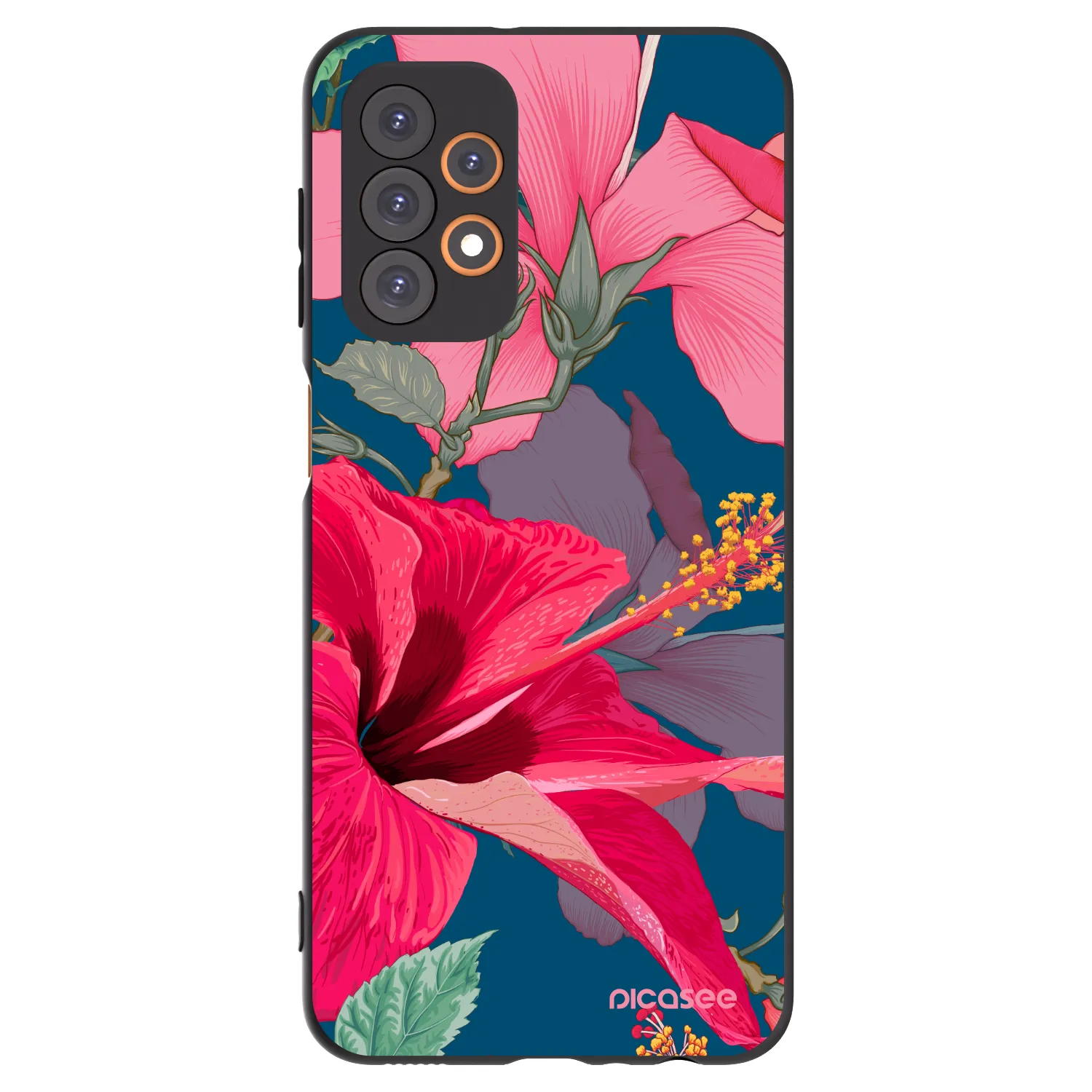 Picasee Samsung Galaxy A23 A235F 4G Hülle - Schwarzes Silikon - Hibiscus