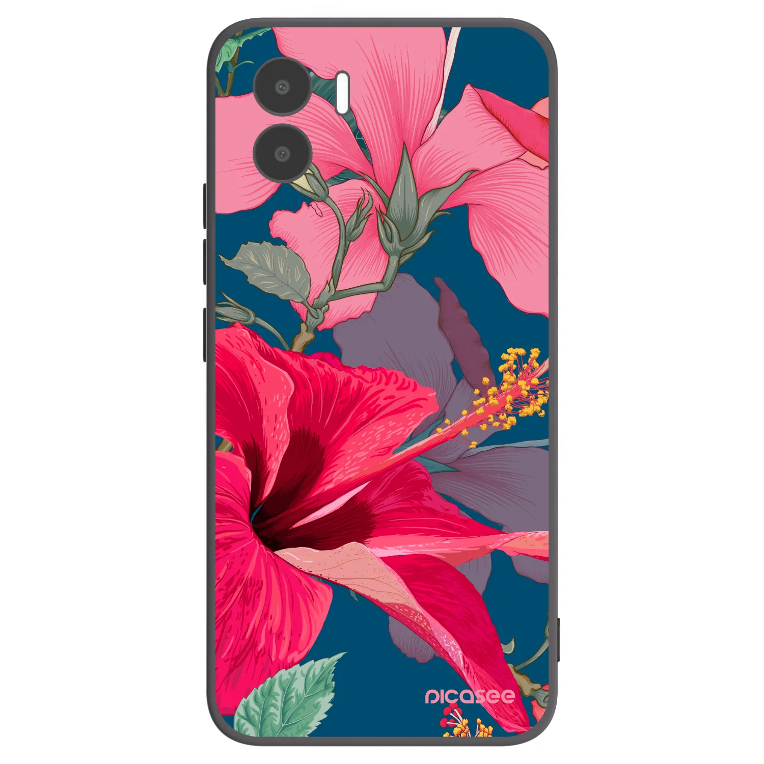 Picasee Xiaomi Redmi A1 Hülle - Schwarzes Silikon - Hibiscus