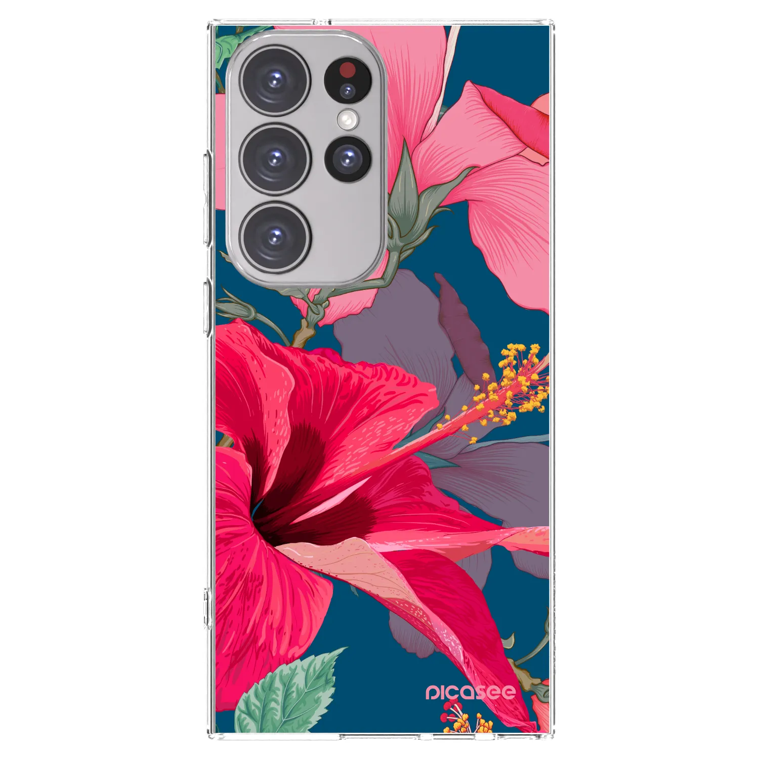 Picasee Samsung Galaxy S23 Ultra 5G Hülle - Transparentes Silikon - Hibiscus