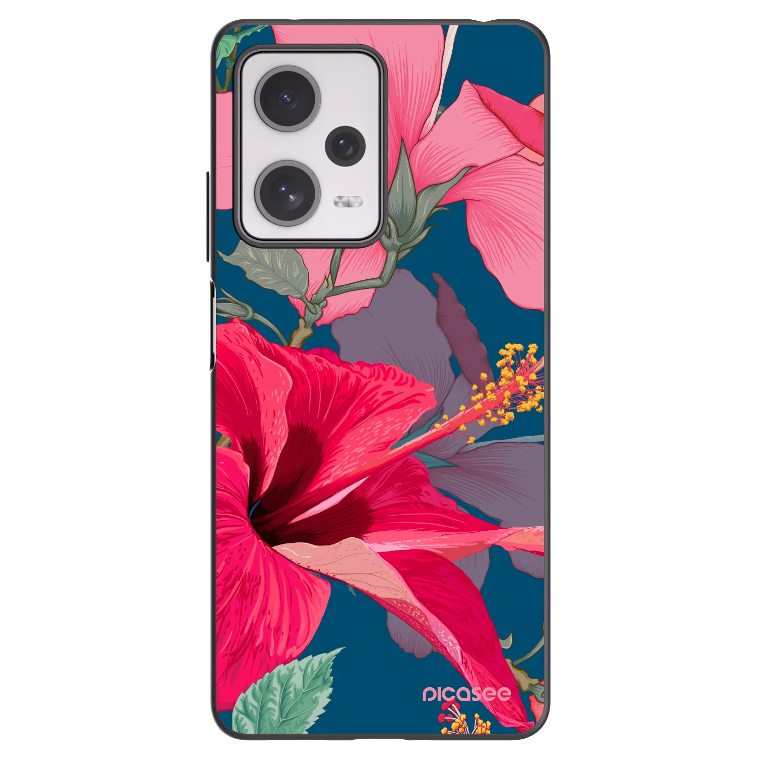 Picasee Xiaomi Redmi Note 12 Pro+ 5G Hülle - Schwarzes Silikon - Hibiscus