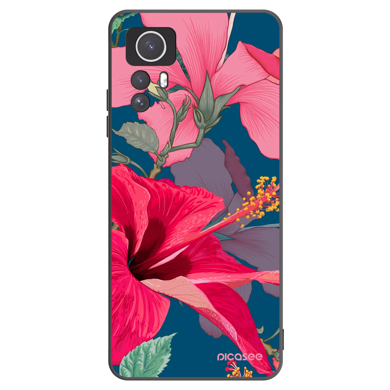 Picasee Xiaomi Redmi Note 12S Hülle - Schwarzes Silikon - Hibiscus