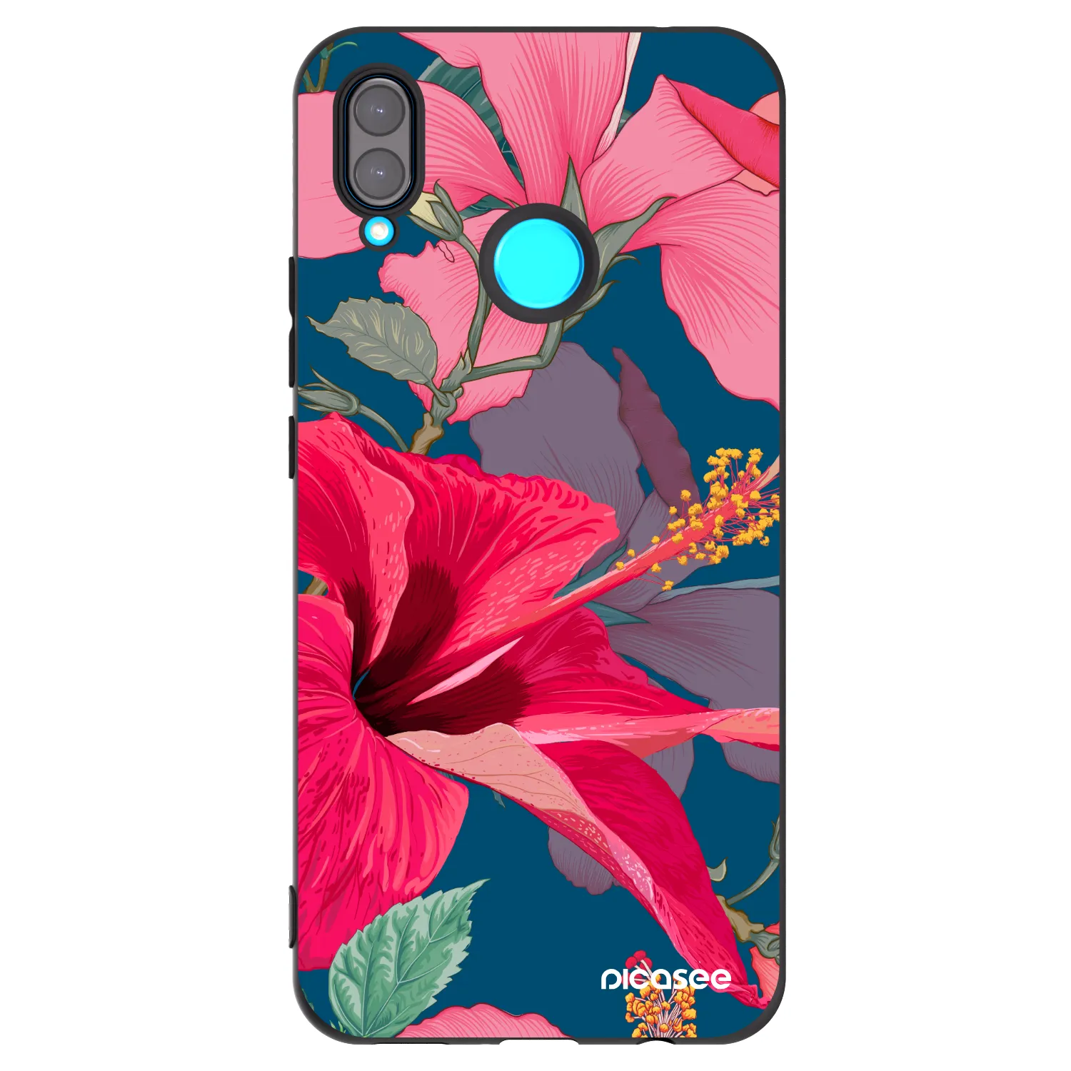 Picasee Huawei Nova 3 Hülle - Schwarzes Silikon - Hibiscus