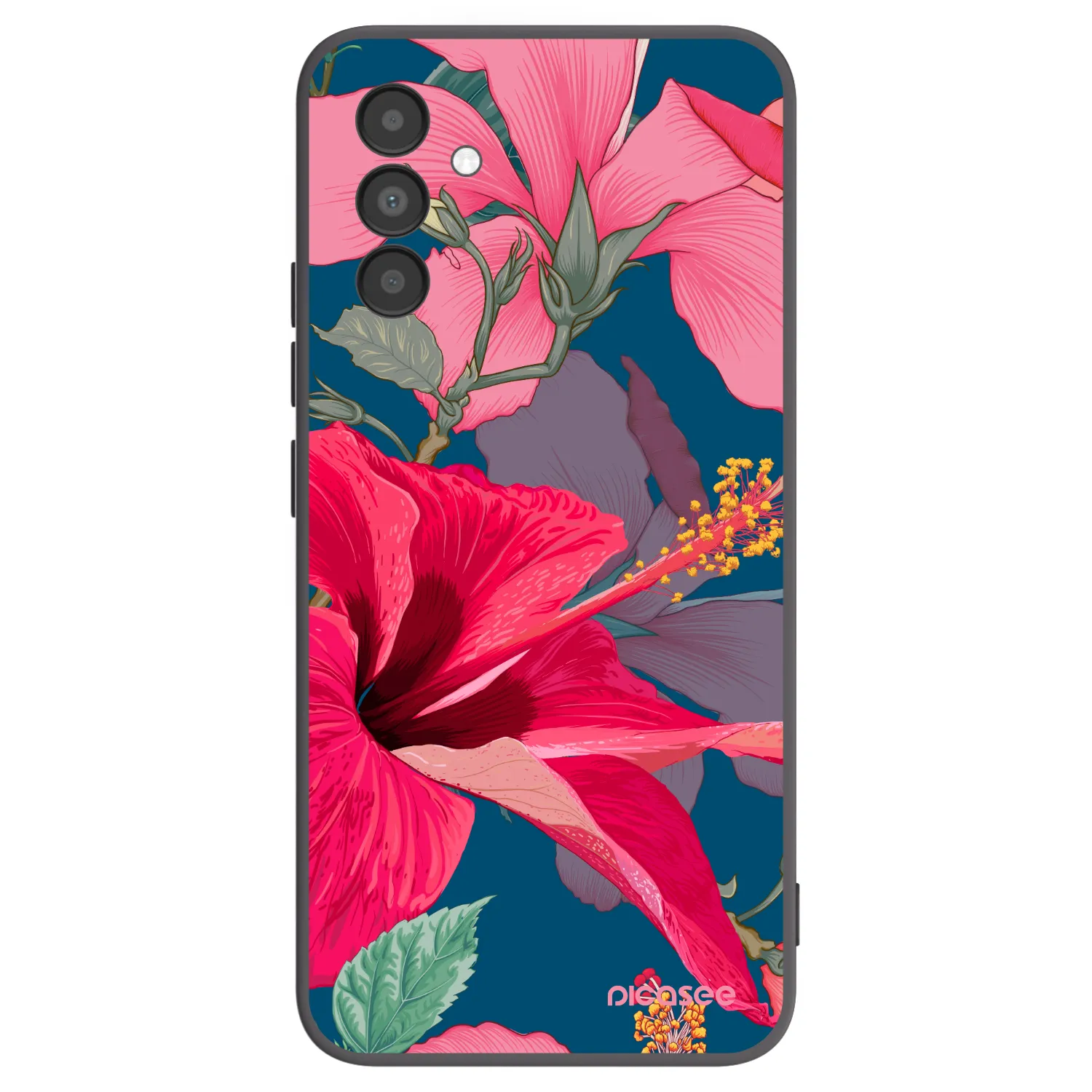 Picasee Samsung Galaxy A04s A047F Hülle - Schwarzes Silikon - Hibiscus