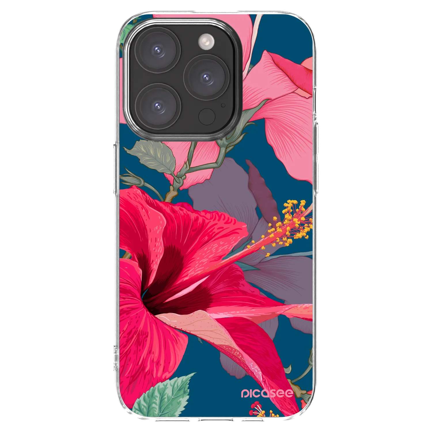 Picasee Apple iPhone 15 Pro Hülle - Transparentes Silikon - Hibiscus