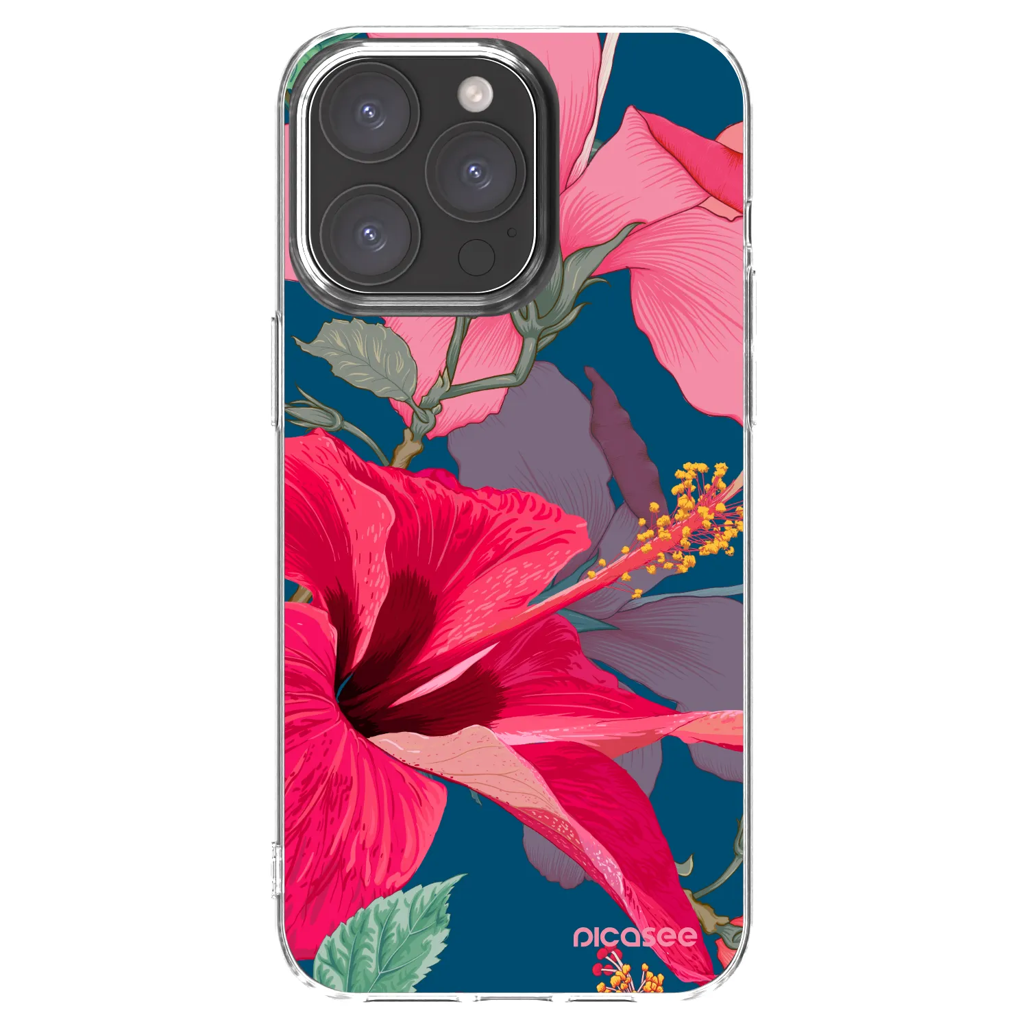 Picasee Apple iPhone 15 Pro Max Hülle - Transparentes Silikon - Hibiscus
