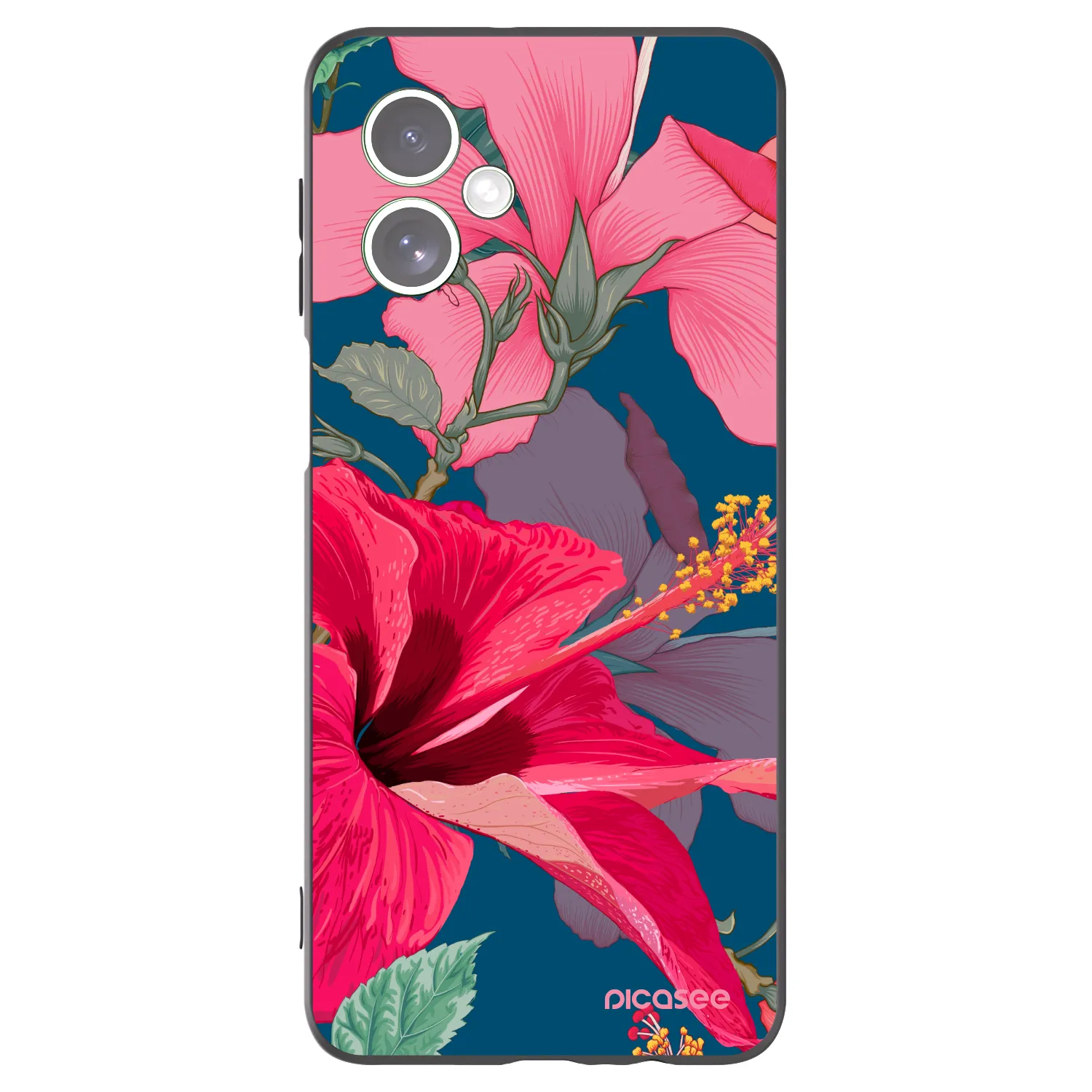 Picasee Motorola Moto G54 5G Hülle - Schwarzes Silikon - Hibiscus