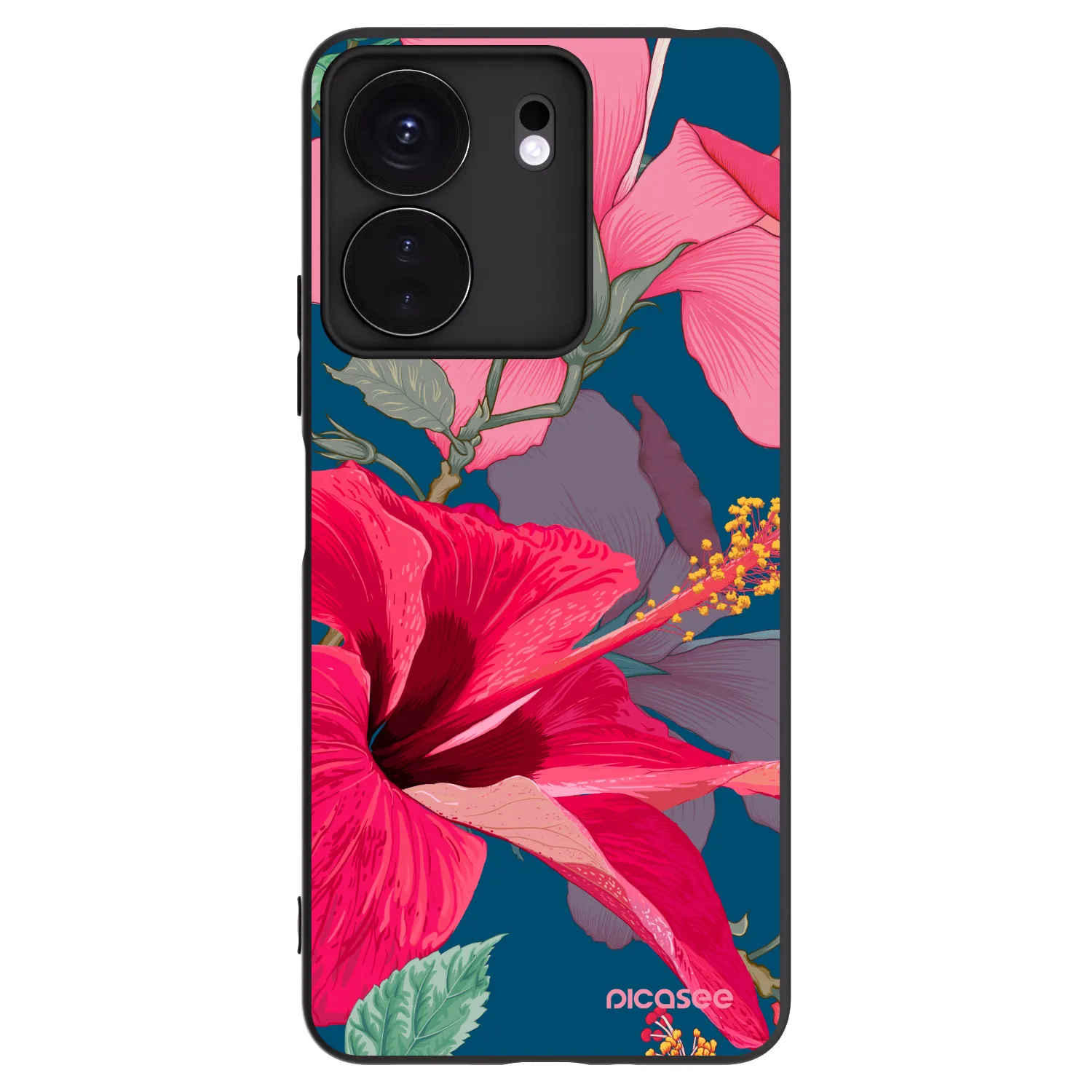 Picasee Xiaomi Redmi 13C 4G Hülle - Schwarzes Silikon - Hibiscus