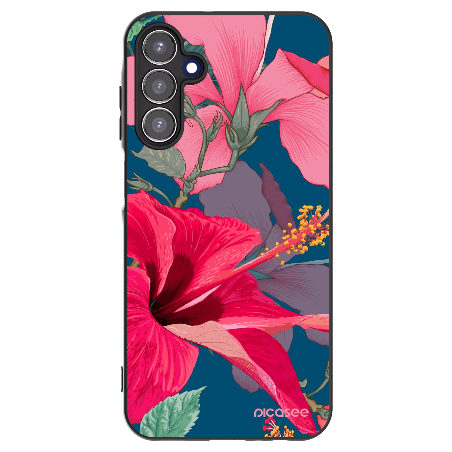 Picasee Samsung Galaxy A15 A155F 4G Hülle - Schwarzes Silikon - Hibiscus