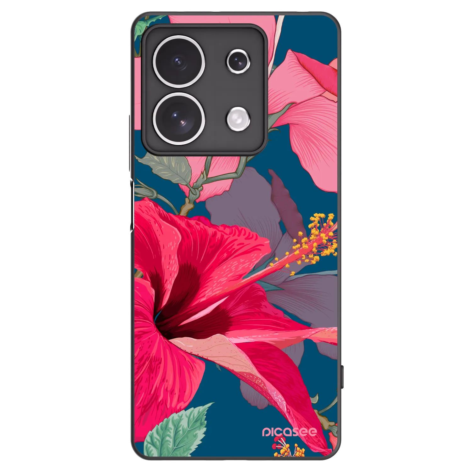 Picasee Xiaomi Redmi Note 13 4G Hülle - Schwarzes Silikon - Hibiscus