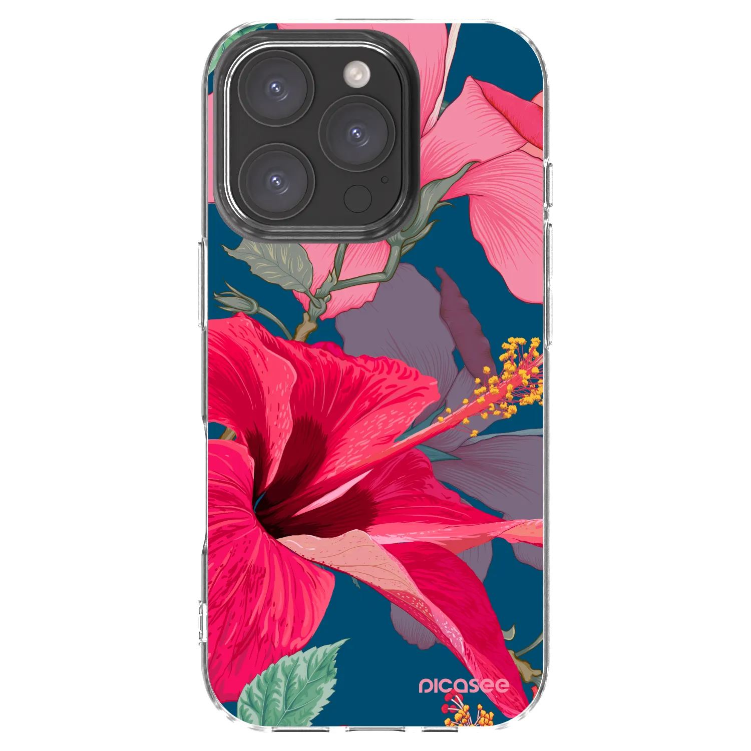 Picasee Apple iPhone 16 Pro Hülle - Transparentes Silikon - Hibiscus