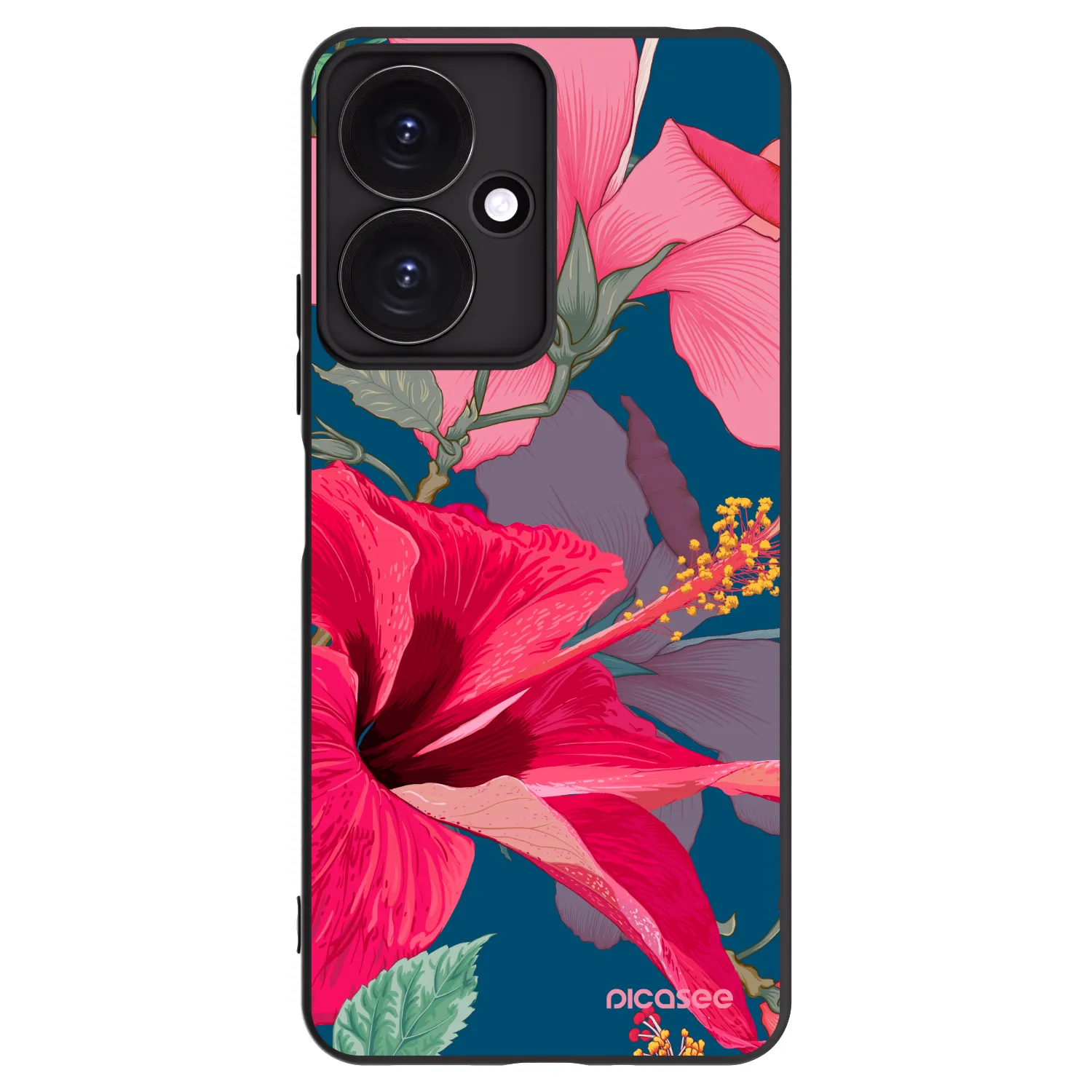 Picasee Xiaomi Redmi 13C 5G Hülle - Schwarzes Silikon - Hibiscus