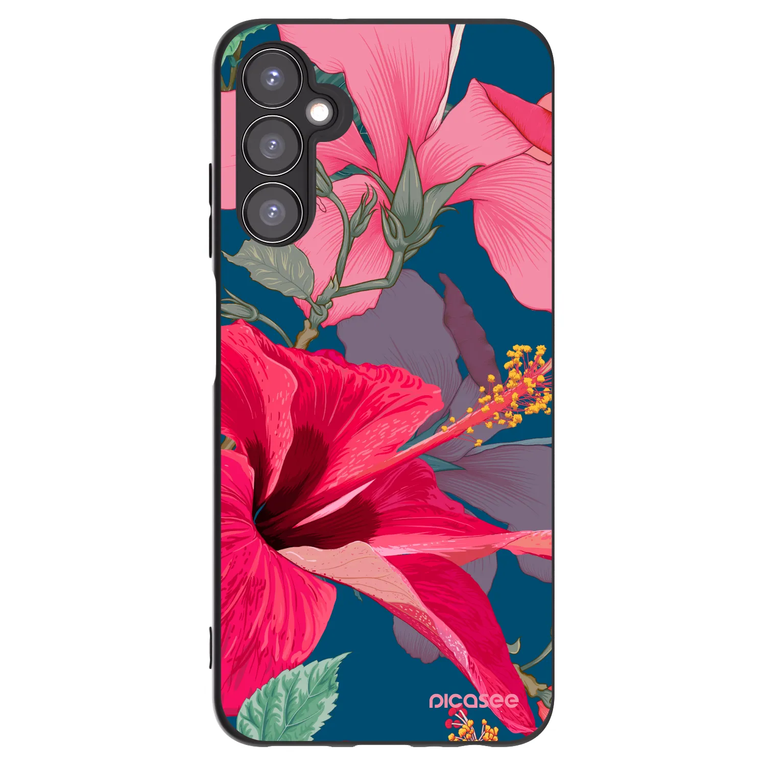 Picasee Samsung Galaxy A05s A057G Hülle - Schwarzes Silikon - Hibiscus