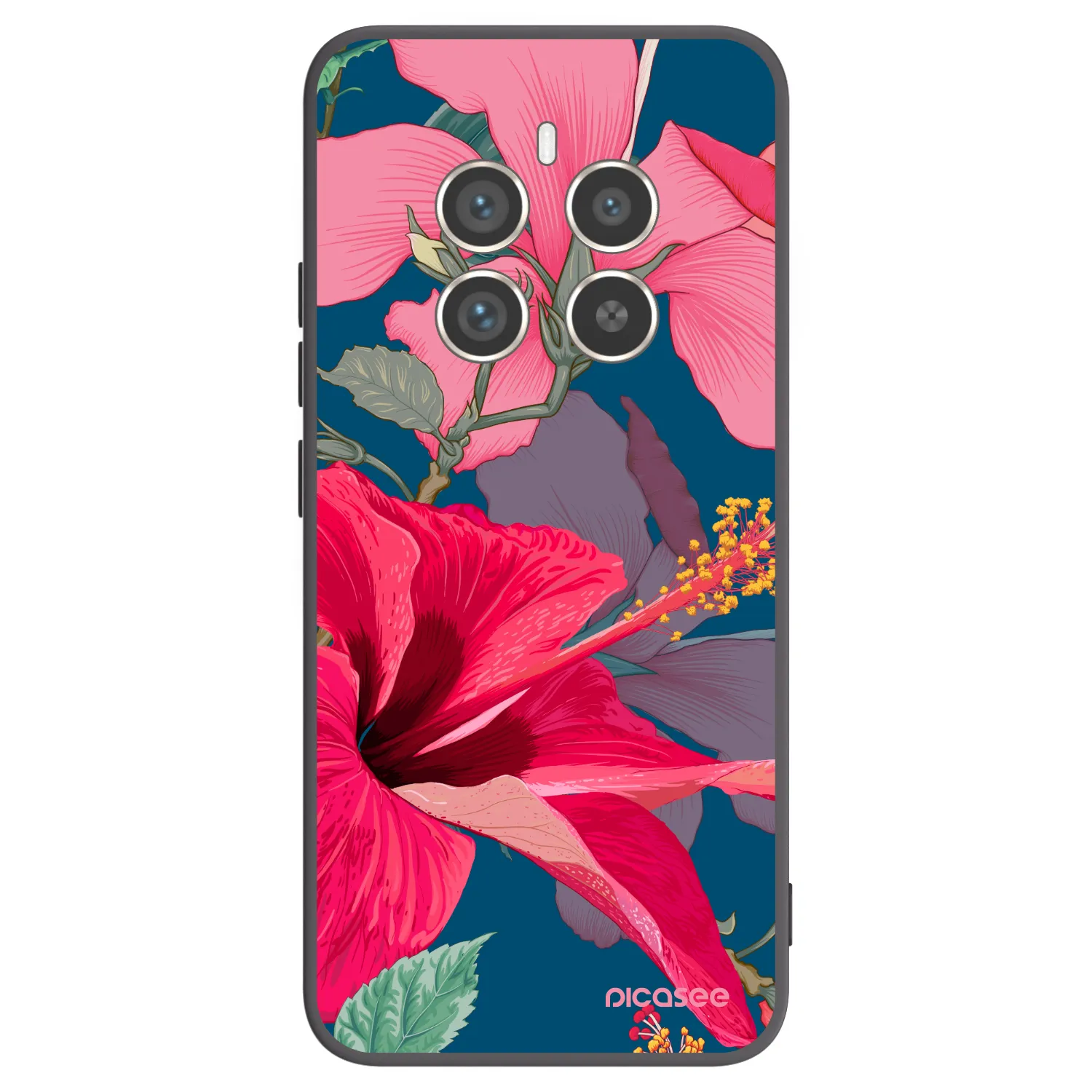 Picasee Realme 12 Pro 5G Hülle - Schwarzes Silikon - Hibiscus