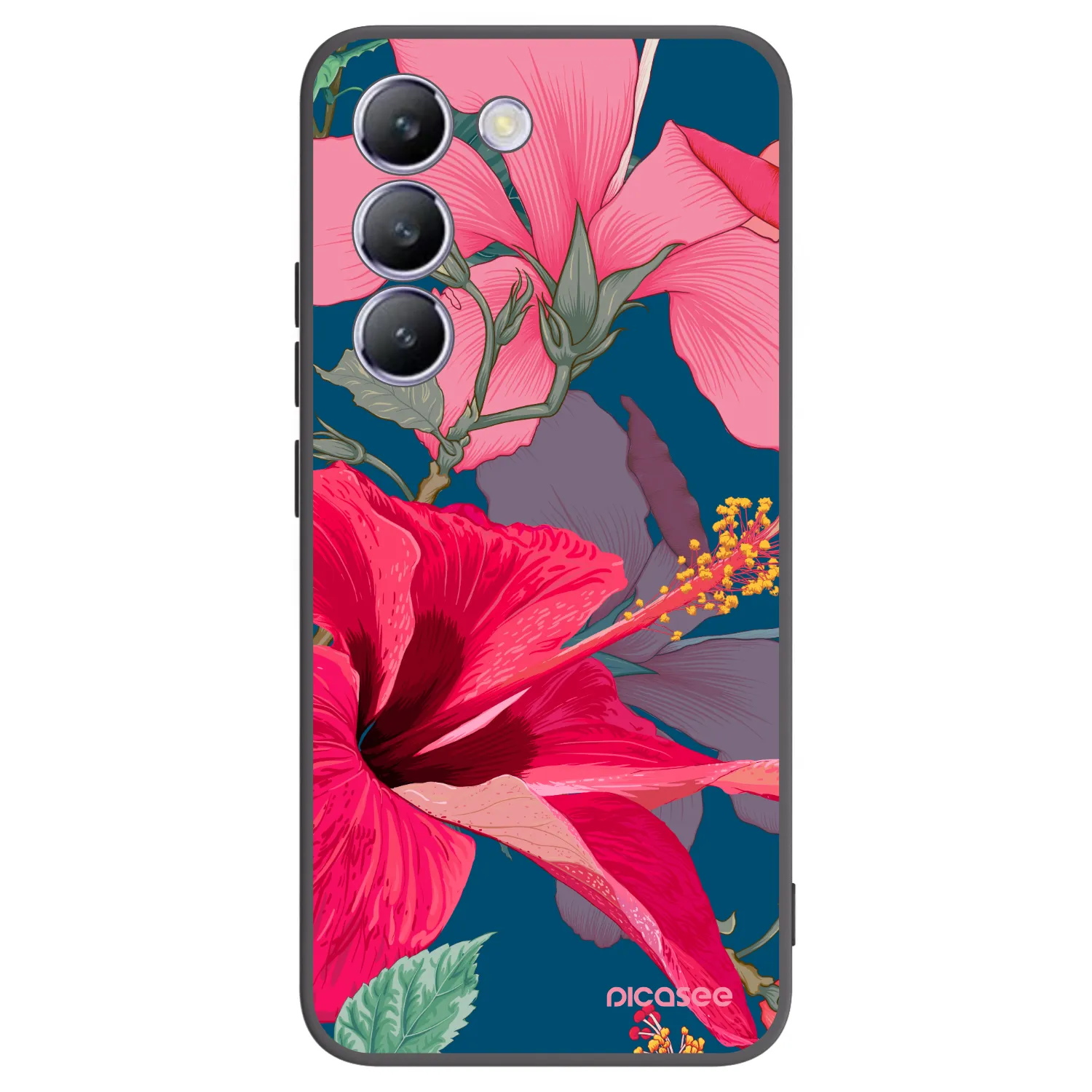 Picasee Vivo V40 SE 5G Hülle - Schwarzes Silikon - Hibiscus