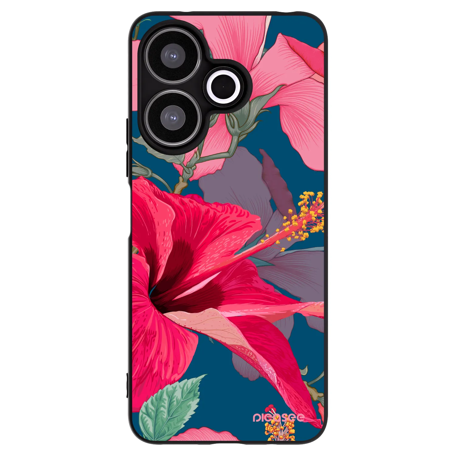 Picasee Xiaomi Redmi 13 4G Hülle - Schwarzes Silikon - Hibiscus