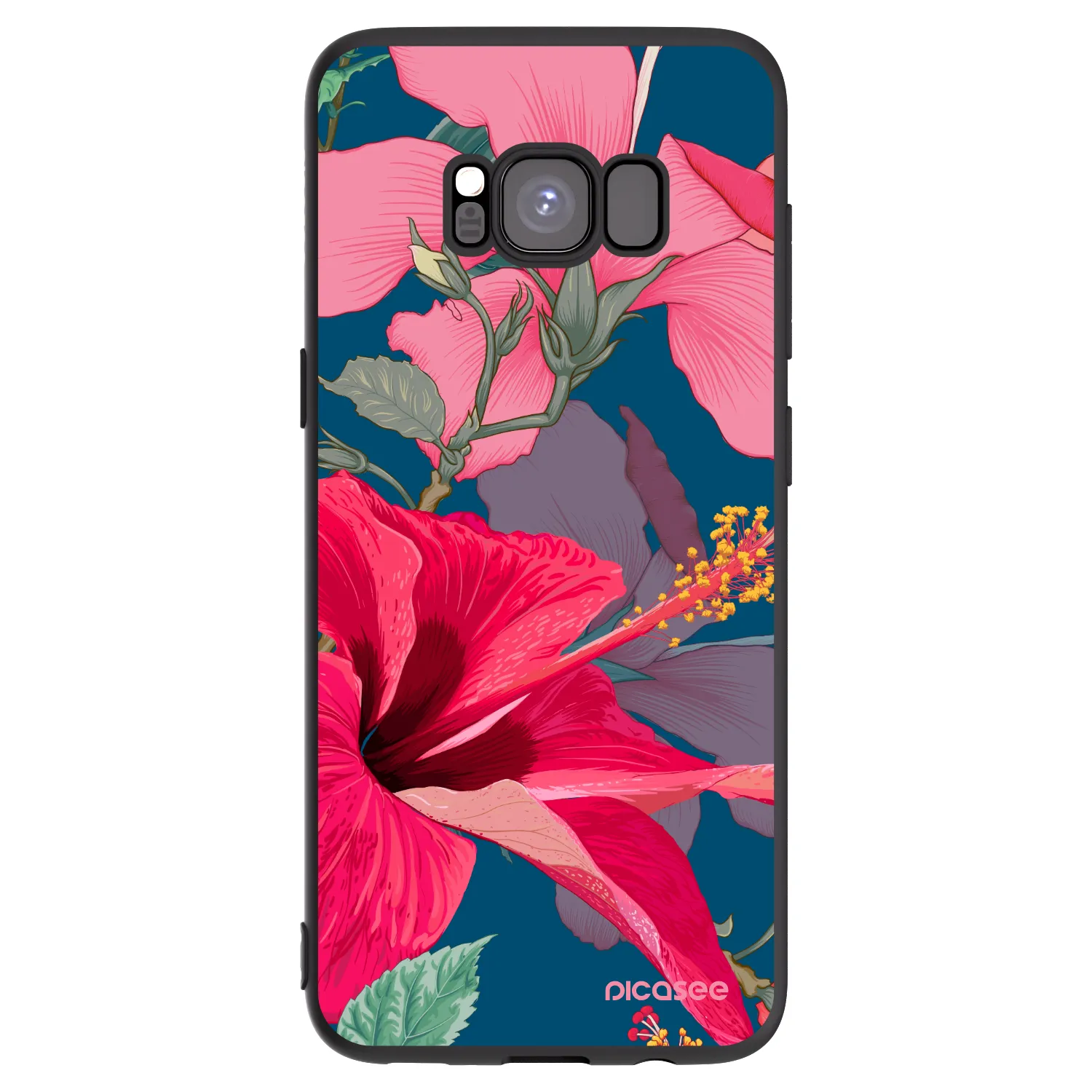 Picasee Samsung Galaxy S8 G950F Hülle - Schwarzes Silikon - Hibiscus