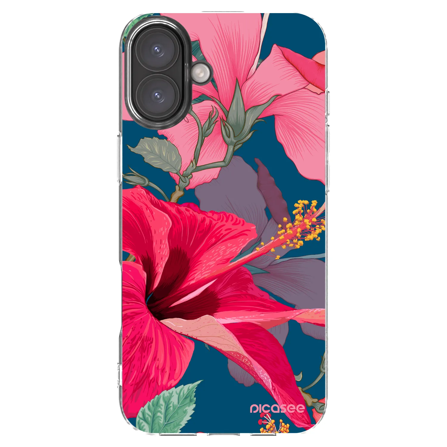 Picasee Apple iPhone 16 Plus Hülle - Transparentes Silikon - Hibiscus