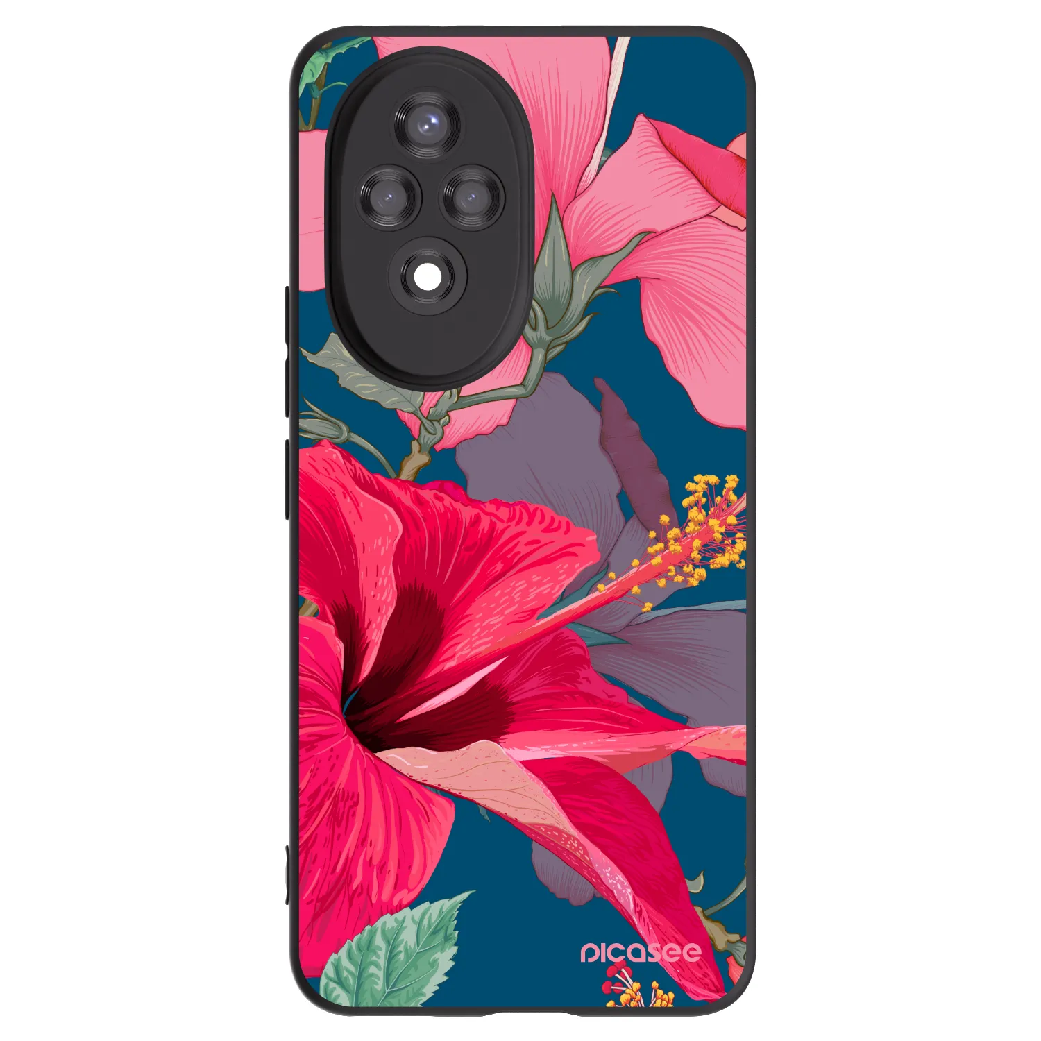 Picasee Honor 200 5G Hülle - Schwarzes Silikon - Hibiscus