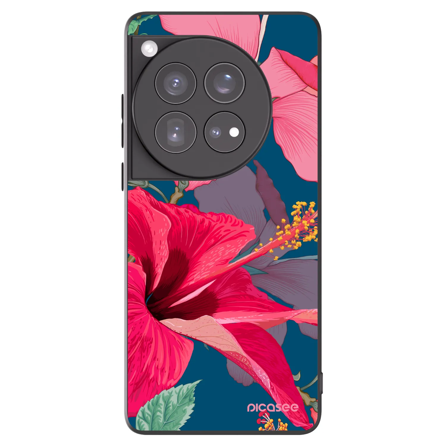 Picasee OnePlus 12 5G Hülle - Schwarzes Silikon - Hibiscus